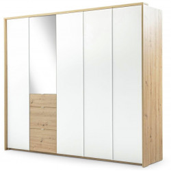 Šatní skříň POTOSI 255 dub artisan/bílá/zrcadlo