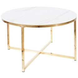 Konferenční stolek SALMA zlatý kov/ bílý mramor