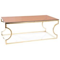Konferenční stolek KENZO A zlatá/jantarové kouřové sklo