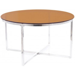 Konferenční stolek CRYSTAL A stříbrná/jantarové kouřové sklo