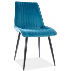 Jídelní čalouněná židle PIKI velvet tyrkysově modrá/černá mat
