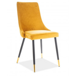 Jídelní čalouněná židle NOPI velvet žlutá/černá/zlatá