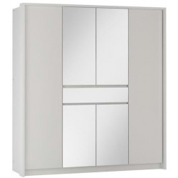 Šatní skříň RIJEKA 200 bílá/zrcadlo
