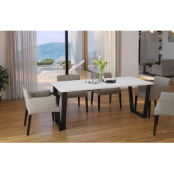 Jídelní stůl KAISARA 185x67 cm černá/bílá