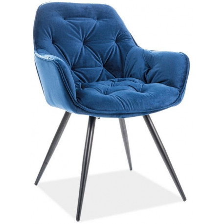 Jídelní čalouněná židle CHEERS velvet modrá/černá