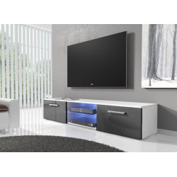 TV stolek RTV 03 s LED bílá/šedý lesk