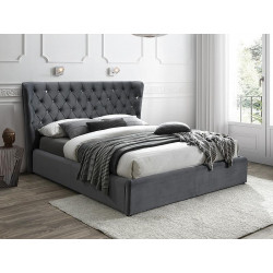 Čalouněná postel KARMEN VELVET 160x200 cm šedá